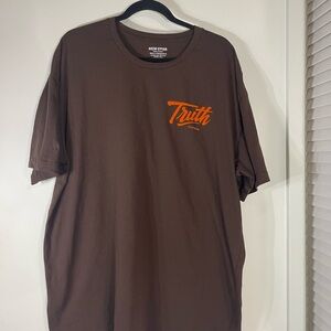 Brown Tee with Orange Detail